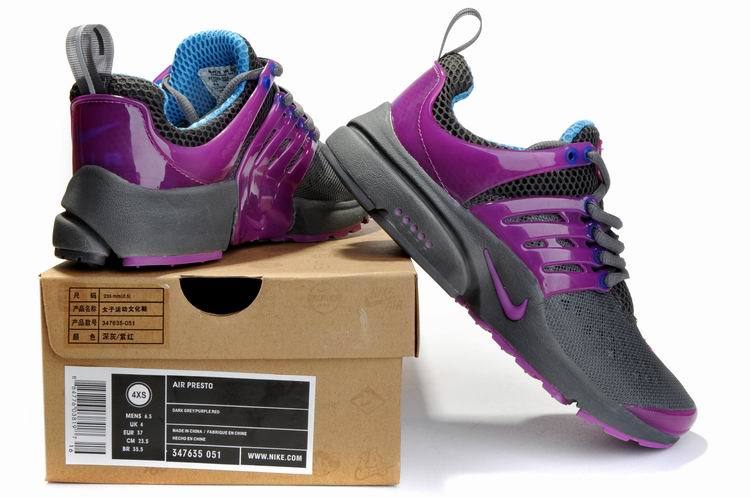 Women Nike Air Presto 2 Carve Grey Purple Sport Shoes With Holes - Click Image to Close