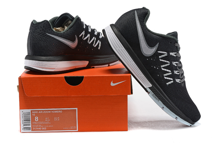 Women Nike Air Zoom Vomero 10 Black White Shoes - Click Image to Close