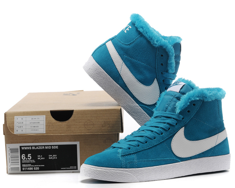 Women Nike Blazer 1 High Blue White Shoes