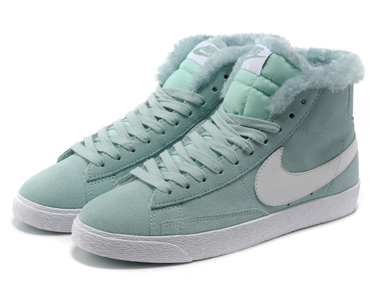 Women Nike Blazer 1 High Light Green White Shoes - Click Image to Close