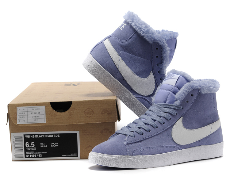 Women Nike Blazer 1 High Light Purple White Shoes - Click Image to Close