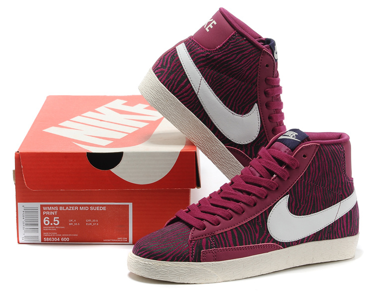 Women Nike Blazer 1 High Wine Red Strip Shoes