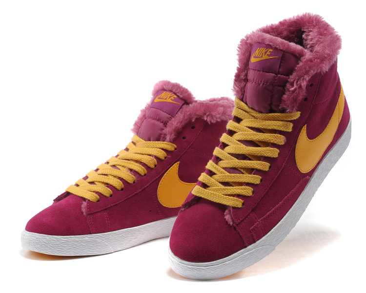 Women Nike Blazer 1 High Wool Peach Red Yellow Shoes