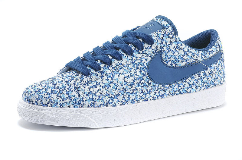 Women Nike Blazer 1 Low Flower Print Baby Blue Shoes