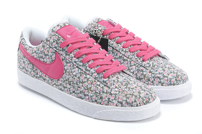 Women Nike Blazer 1 Low Flower Print Pink Red Shoes - Click Image to Close