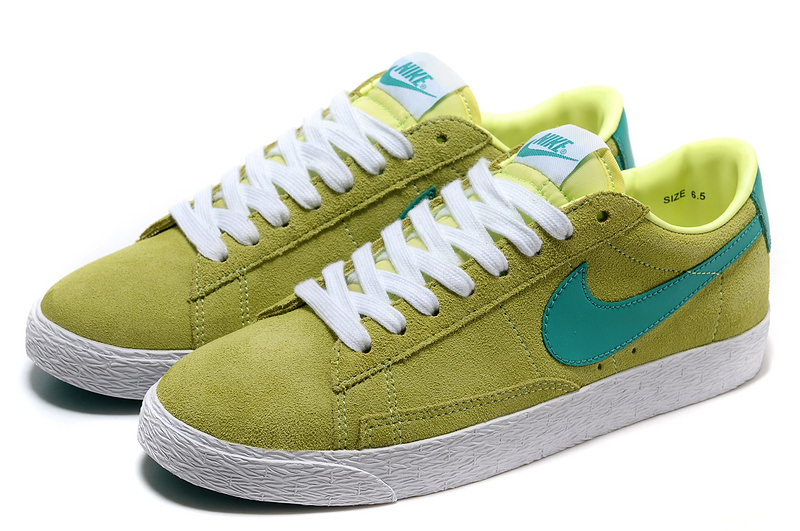 Women Nike Blazer 1 Low Green Blue Shoes - Click Image to Close