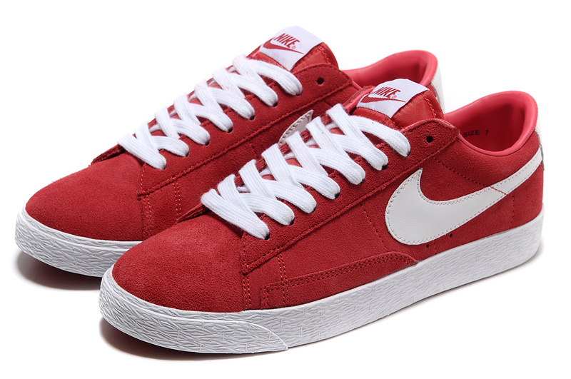 Women Nike Blazer 1 Low Red White Shoes - Click Image to Close