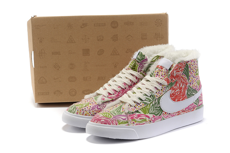 Women Nike Blazer 2 High Dragon Fruit Flower Print Shoes - Click Image to Close