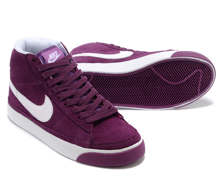 Women Nike Blazer 2 High Red Purple White Shoes - Click Image to Close