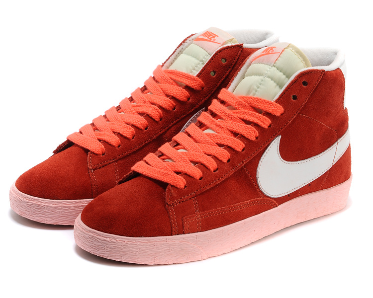 Women Nike Blazer High Red Orange Pink Shoes - Click Image to Close