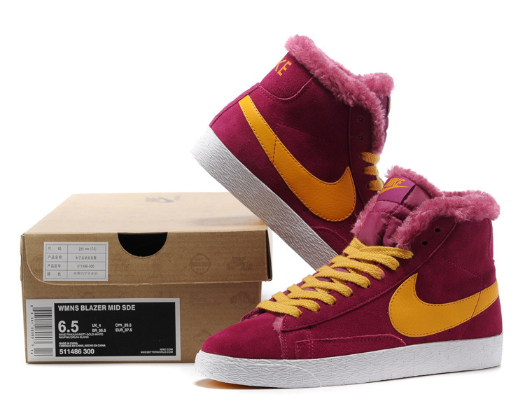 Women Nike Blazer High Wool Purple Yellow Shoes