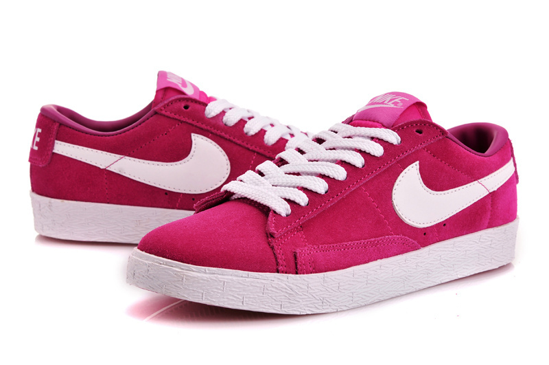 Women Nike Blazer Low Rose Red White Shoes - Click Image to Close