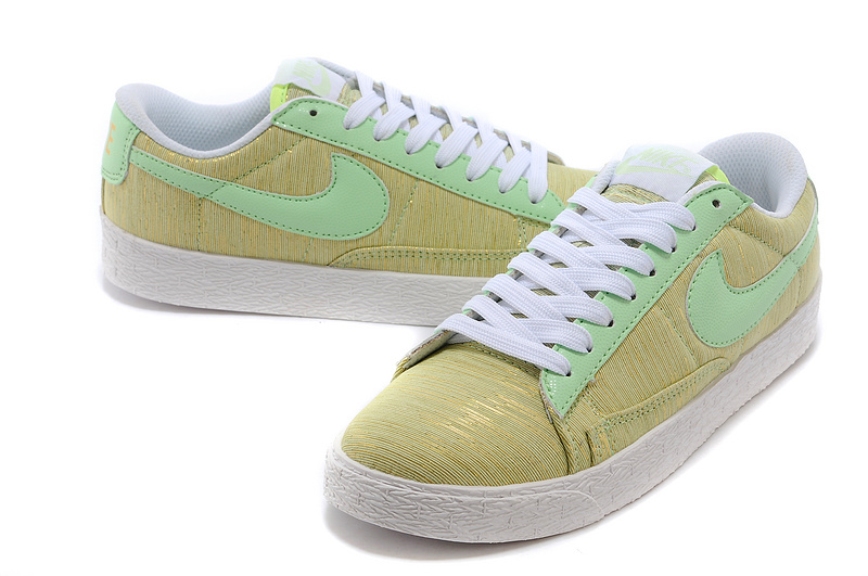 Women Nike Blazer Low Yellow Green Shoes - Click Image to Close