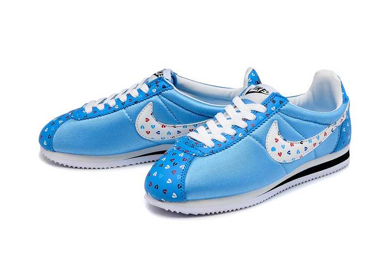 Women Nike Classic Cortez Nylon Blue White Shoes - Click Image to Close