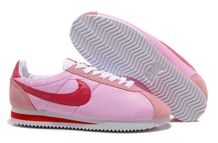 Women Nike Classic Cortez Nylon Pink Red Shoes - Click Image to Close