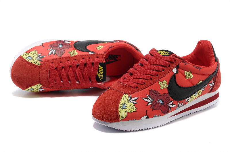 Women Nike Classic Cortez Nylon QS Aloha Red Black Shoes