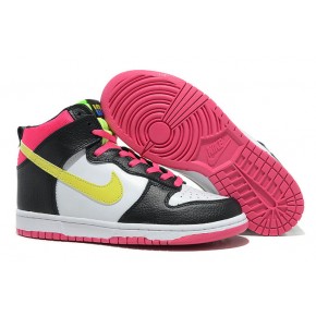 Women Nike Dunk High SB Black Red White Yellow Shoes - Click Image to Close