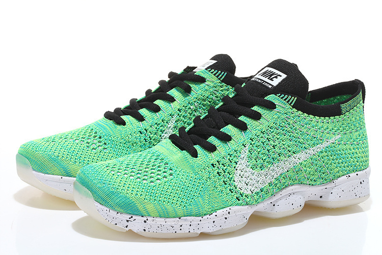 Women Nike Flyknit Agility Green Black White Running Shoes