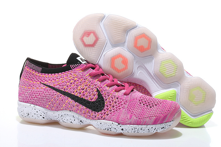 Women Nike Flyknit Agility Pink Black White Running Shoes - Click Image to Close