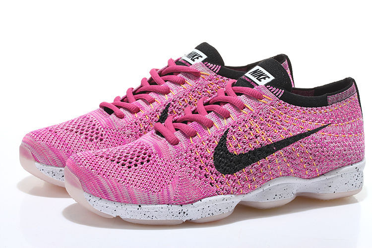 Women Nike Flyknit Agility Pink Black White Running Shoes