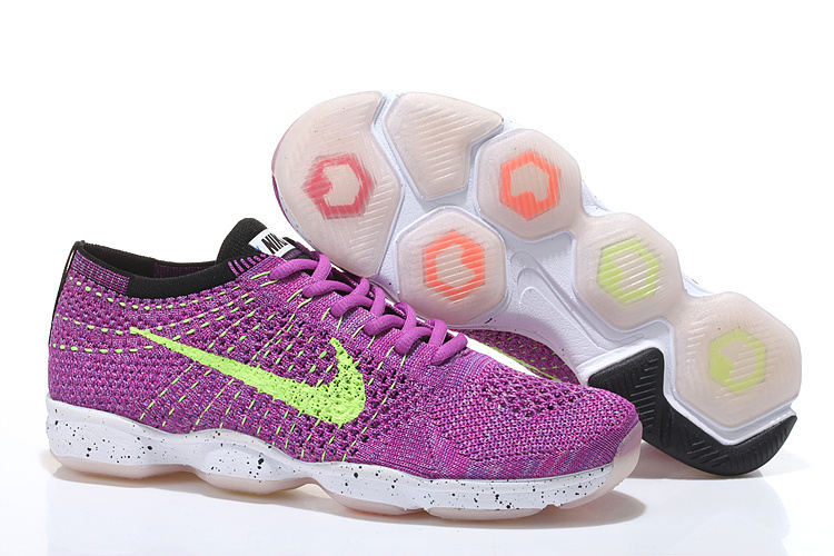 Women Nike Flyknit Agility Purple Fluorscent White Running Shoes - Click Image to Close