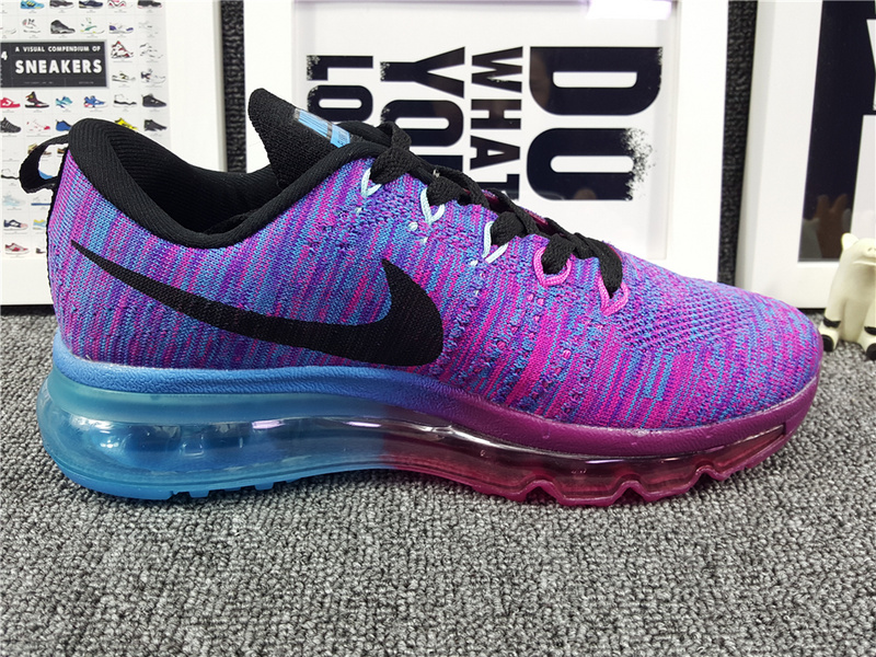 Women Nike Flyknit Air Max 2014 Purple Blue Black Shoes - Click Image to Close