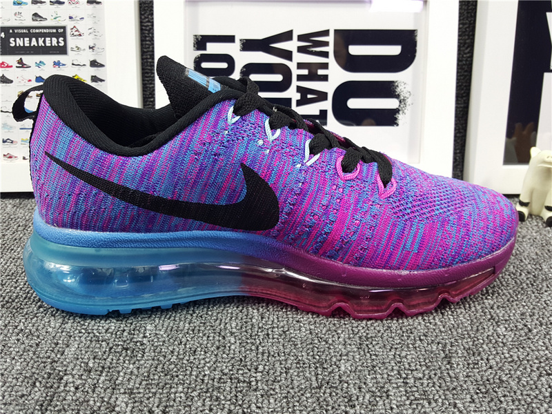 Women Nike Flyknit Air Max 2014 Purple Blue Black Shoes