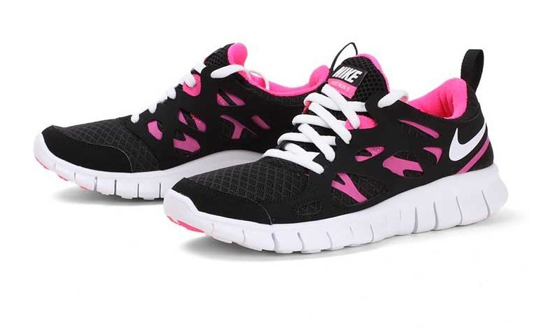 Women Nike Free 2.0 Black Pink White Running Shoes - Click Image to Close
