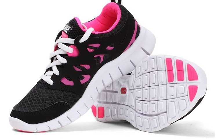 Women Nike Free 2.0 Black Pink White Running Shoes