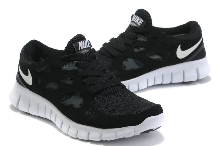 Women Nike Free 2.0 Black White Running Shoes - Click Image to Close