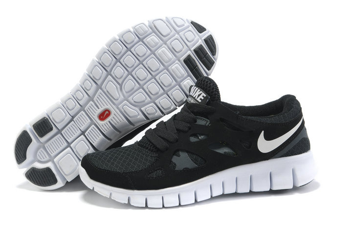Women Nike Free 2.0 Black White Running Shoes
