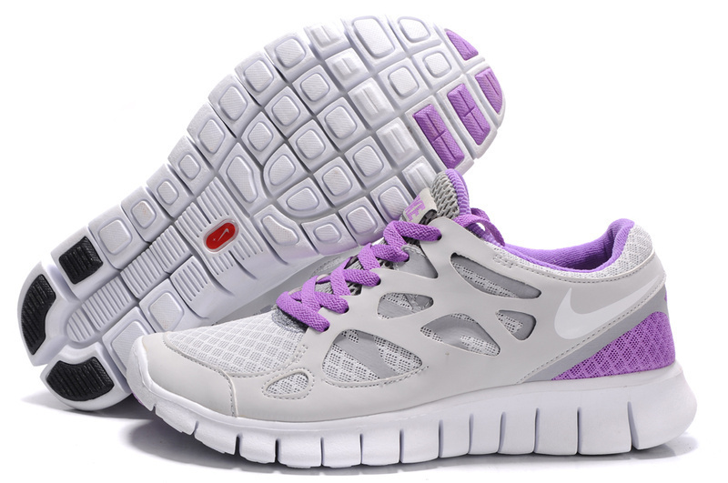 Women Nike Free 2.0 Grey Purple Running Shoes