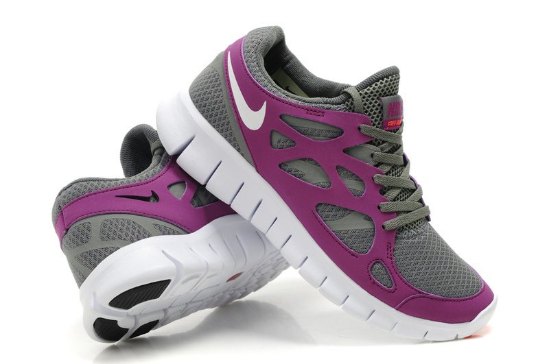 Women Nike Free 2.0 Grey Purple White Running Shoes - Click Image to Close