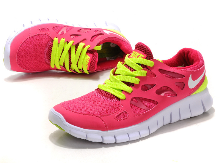 Women Nike Free 2.0 Peach Green White Running Shoes