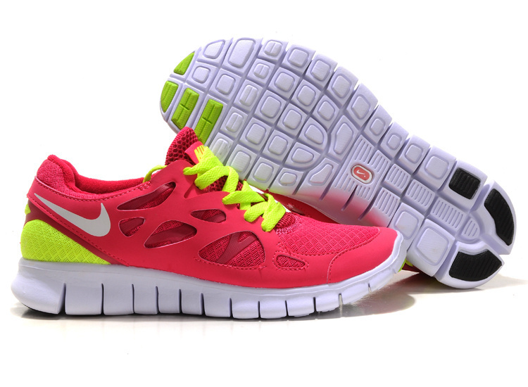 Women Nike Free 2.0 Peach Green White Running Shoes - Click Image to Close