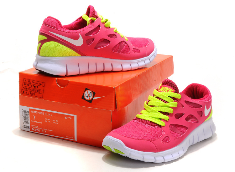 Women Nike Free 2.0 Peach Green White Running Shoes