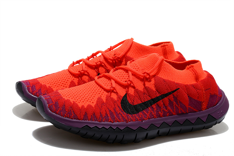 Women Nike Free 3.0 Flyknit Orange Purple Black Running Shoes