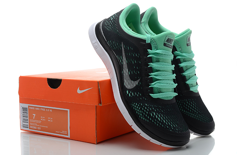 Women Nike Free 3.0 V5 Black Green Running Shoes - Click Image to Close