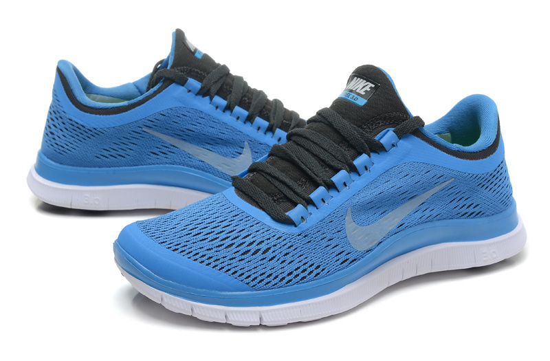 Women Nike Free 3.0 V5 Blue Black White Running Shoes - Click Image to Close