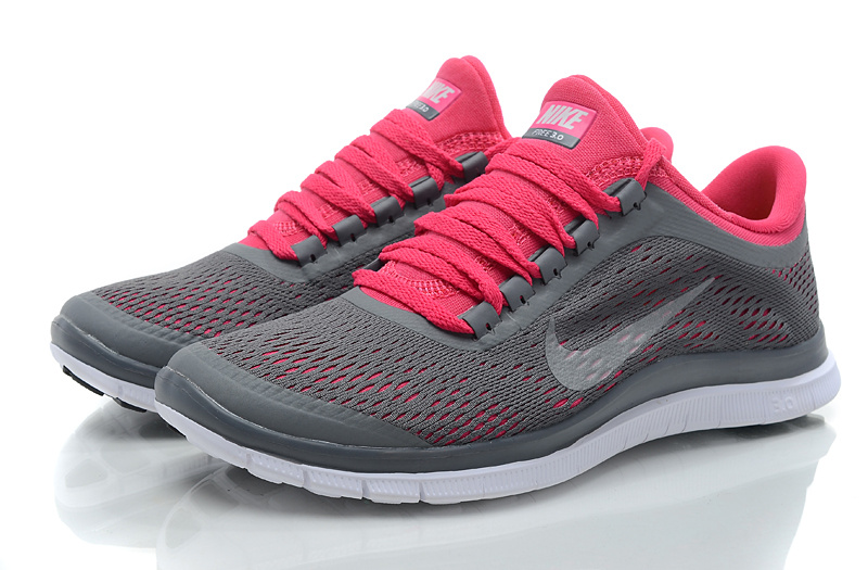 Women Nike Free 3.0 V5 Grey Red Running Shoes - Click Image to Close