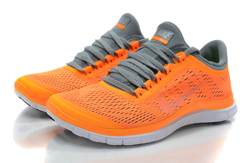Women Nike Free 3.0 V5 Orange Grey Running Shoes - Click Image to Close