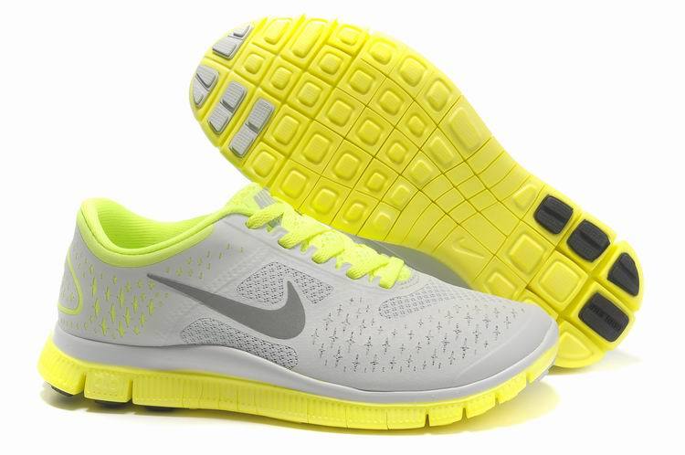 Women Nike Free 4.0 V2 Grey Fluorscent Green Running Shoes - Click Image to Close