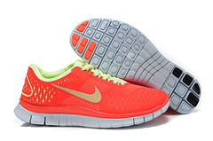 Women Nike Free 4.0 V2 Red Fluorscent Green Running Shoes