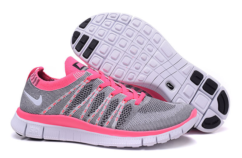Women Nike Free 5.0 Flyknit Grey Pink Shoes