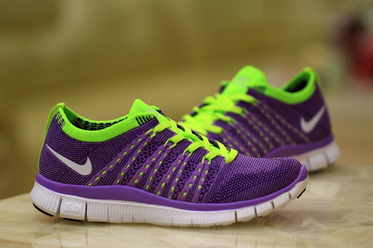 Women Nike Free 5.0 Flyknit Purple Volt Shoes