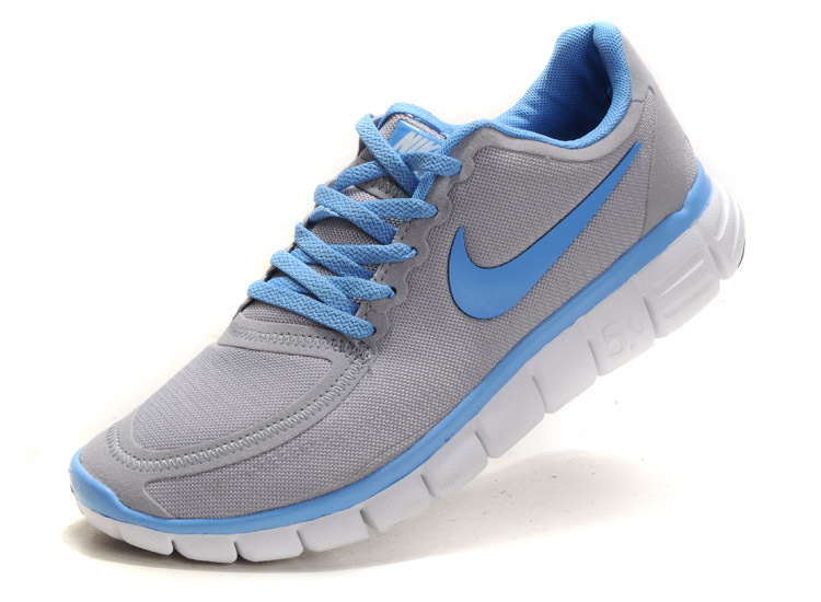 Women Nike Free 5.0 V4 Running Shoes Grey Blue White