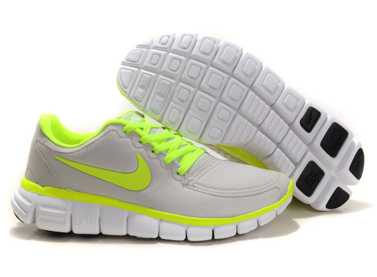 Women Nike Free 5.0 V4 Running Shoes Grey Green - Click Image to Close