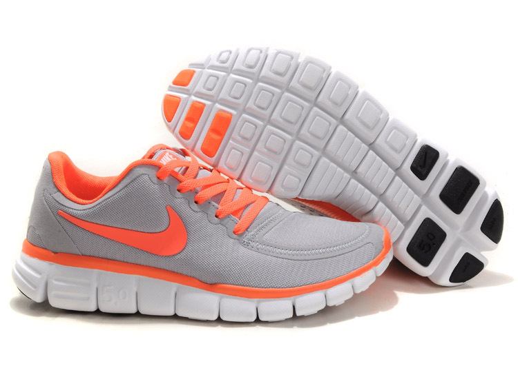 Women Nike Free 5.0 V4 Running Shoes Grey Orange - Click Image to Close