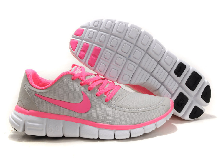 Women Nike Free 5.0 V4 Running Shoes Grey Pink