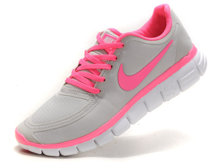 Women Nike Free 5.0 V4 Running Shoes Grey Pink - Click Image to Close